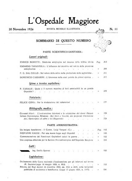 L'Ospedale Maggiore rivista scientifico-pratica dell'Ospedale Maggiore di Milano ed Istituti sanitari annessi