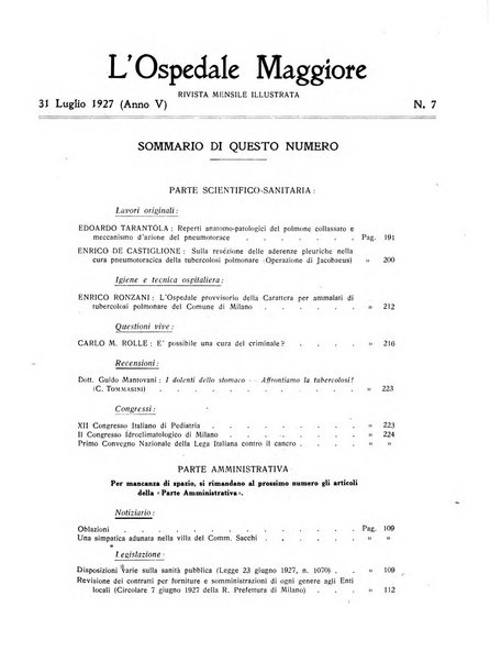 L'Ospedale Maggiore rivista scientifico-pratica dell'Ospedale Maggiore di Milano ed Istituti sanitari annessi