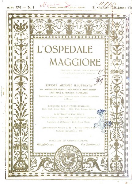 L'Ospedale Maggiore rivista scientifico-pratica dell'Ospedale Maggiore di Milano ed Istituti sanitari annessi