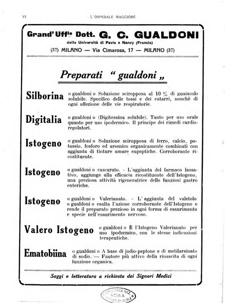 L'Ospedale Maggiore rivista scientifico-pratica dell'Ospedale Maggiore di Milano ed Istituti sanitari annessi