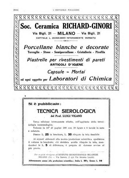 L'Ospedale Maggiore rivista scientifico-pratica dell'Ospedale Maggiore di Milano ed Istituti sanitari annessi