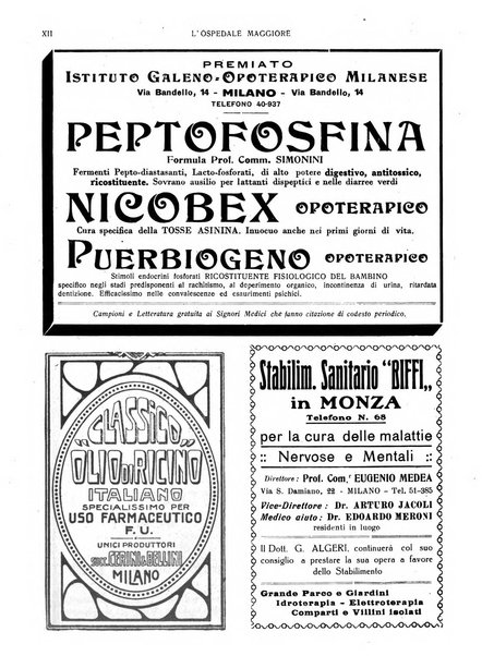 L'Ospedale Maggiore rivista scientifico-pratica dell'Ospedale Maggiore di Milano ed Istituti sanitari annessi