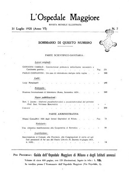 L'Ospedale Maggiore rivista scientifico-pratica dell'Ospedale Maggiore di Milano ed Istituti sanitari annessi