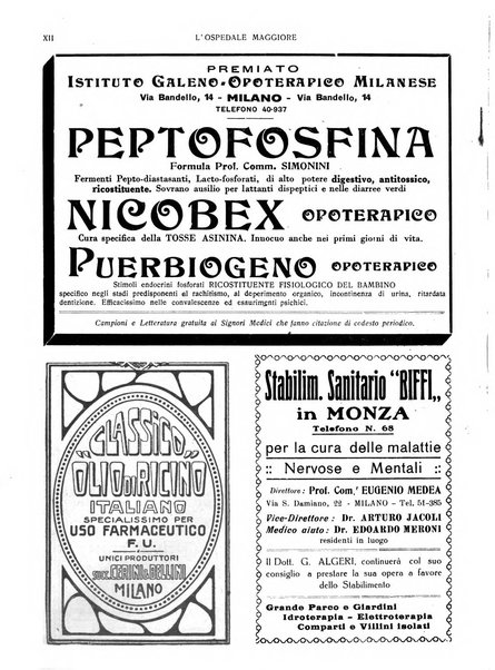 L'Ospedale Maggiore rivista scientifico-pratica dell'Ospedale Maggiore di Milano ed Istituti sanitari annessi