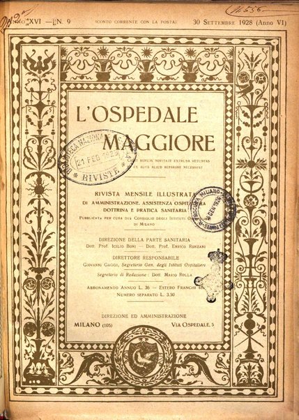 L'Ospedale Maggiore rivista scientifico-pratica dell'Ospedale Maggiore di Milano ed Istituti sanitari annessi