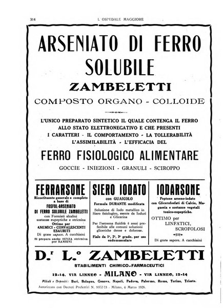 L'Ospedale Maggiore rivista scientifico-pratica dell'Ospedale Maggiore di Milano ed Istituti sanitari annessi