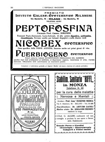 L'Ospedale Maggiore rivista scientifico-pratica dell'Ospedale Maggiore di Milano ed Istituti sanitari annessi