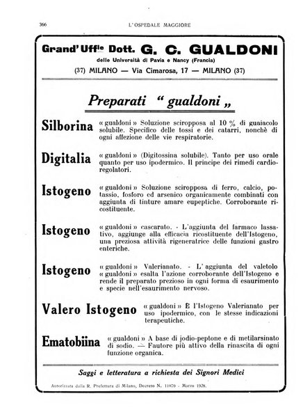 L'Ospedale Maggiore rivista scientifico-pratica dell'Ospedale Maggiore di Milano ed Istituti sanitari annessi