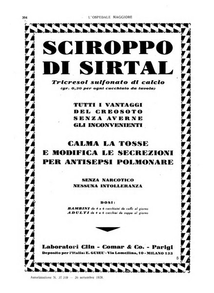 L'Ospedale Maggiore rivista scientifico-pratica dell'Ospedale Maggiore di Milano ed Istituti sanitari annessi