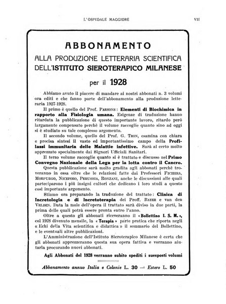L'Ospedale Maggiore rivista scientifico-pratica dell'Ospedale Maggiore di Milano ed Istituti sanitari annessi