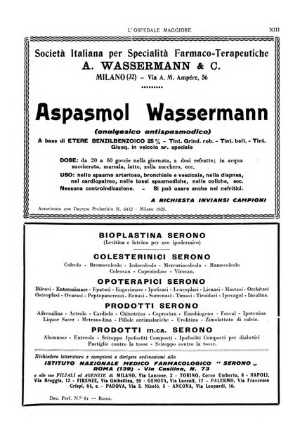 L'Ospedale Maggiore rivista scientifico-pratica dell'Ospedale Maggiore di Milano ed Istituti sanitari annessi