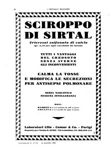 L'Ospedale Maggiore rivista scientifico-pratica dell'Ospedale Maggiore di Milano ed Istituti sanitari annessi