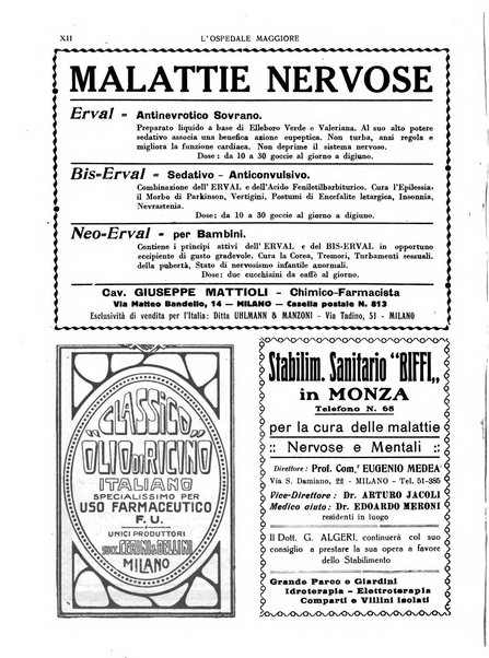 L'Ospedale Maggiore rivista scientifico-pratica dell'Ospedale Maggiore di Milano ed Istituti sanitari annessi