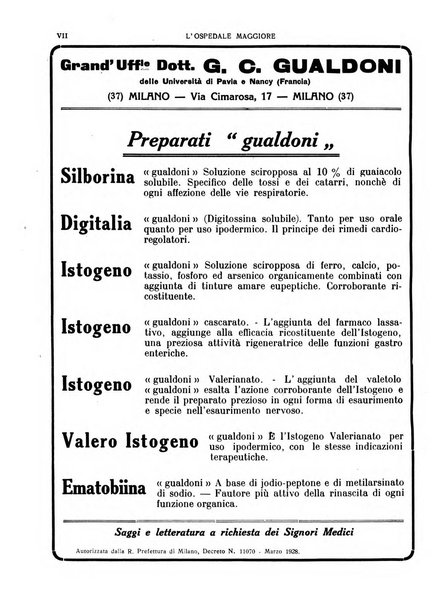 L'Ospedale Maggiore rivista scientifico-pratica dell'Ospedale Maggiore di Milano ed Istituti sanitari annessi