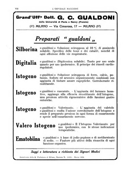 L'Ospedale Maggiore rivista scientifico-pratica dell'Ospedale Maggiore di Milano ed Istituti sanitari annessi