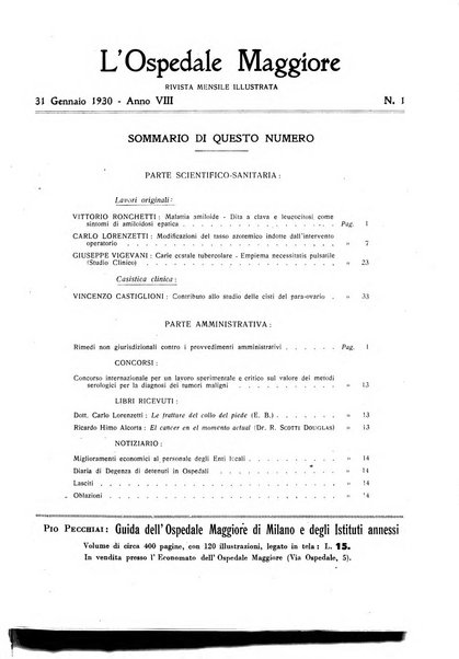 L'Ospedale Maggiore rivista scientifico-pratica dell'Ospedale Maggiore di Milano ed Istituti sanitari annessi