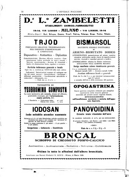 L'Ospedale Maggiore rivista scientifico-pratica dell'Ospedale Maggiore di Milano ed Istituti sanitari annessi