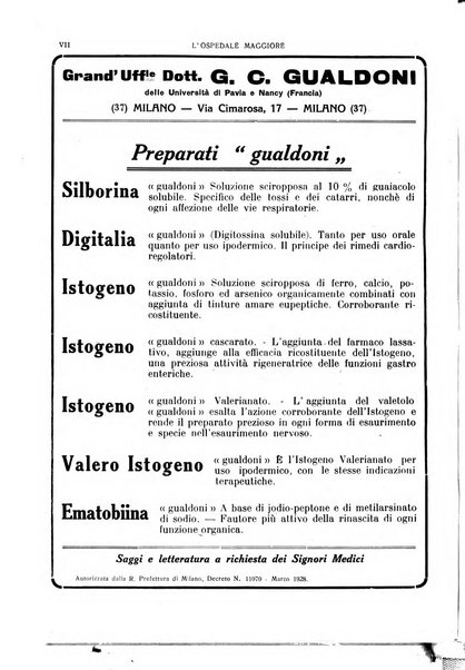 L'Ospedale Maggiore rivista scientifico-pratica dell'Ospedale Maggiore di Milano ed Istituti sanitari annessi