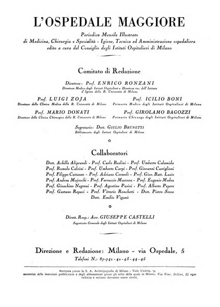 L'Ospedale Maggiore rivista scientifico-pratica dell'Ospedale Maggiore di Milano ed Istituti sanitari annessi