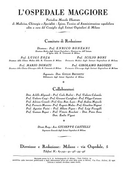 L'Ospedale Maggiore rivista scientifico-pratica dell'Ospedale Maggiore di Milano ed Istituti sanitari annessi