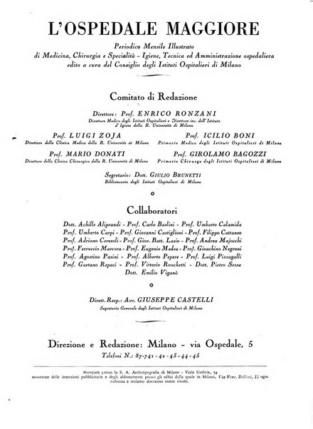 L'Ospedale Maggiore rivista scientifico-pratica dell'Ospedale Maggiore di Milano ed Istituti sanitari annessi