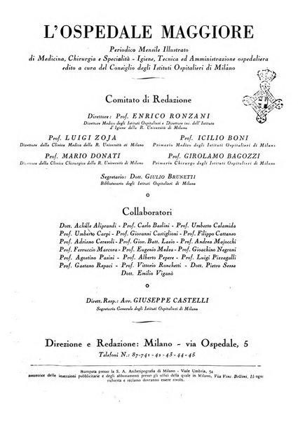 L'Ospedale Maggiore rivista scientifico-pratica dell'Ospedale Maggiore di Milano ed Istituti sanitari annessi