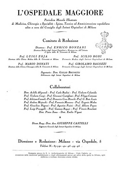 L'Ospedale Maggiore rivista scientifico-pratica dell'Ospedale Maggiore di Milano ed Istituti sanitari annessi