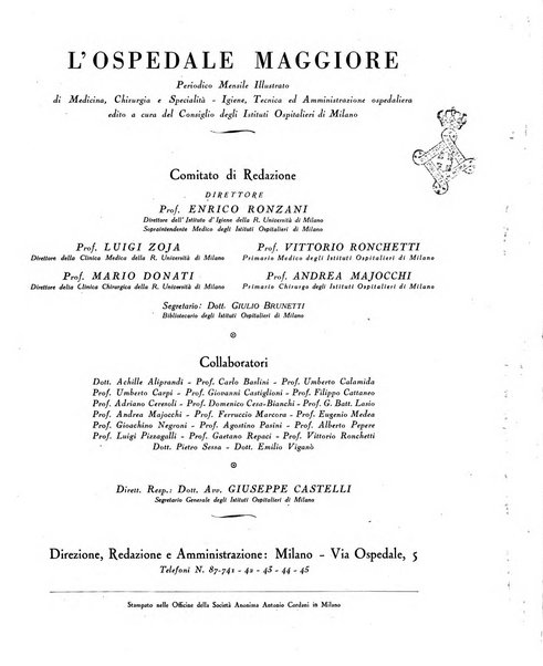 L'Ospedale Maggiore rivista scientifico-pratica dell'Ospedale Maggiore di Milano ed Istituti sanitari annessi