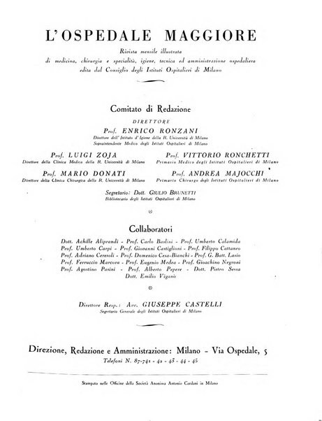 L'Ospedale Maggiore rivista scientifico-pratica dell'Ospedale Maggiore di Milano ed Istituti sanitari annessi