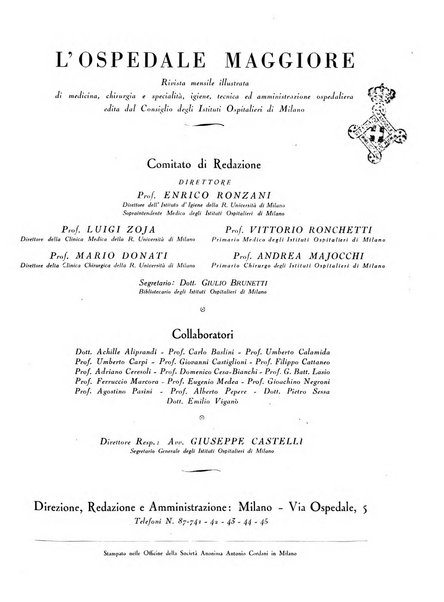 L'Ospedale Maggiore rivista scientifico-pratica dell'Ospedale Maggiore di Milano ed Istituti sanitari annessi