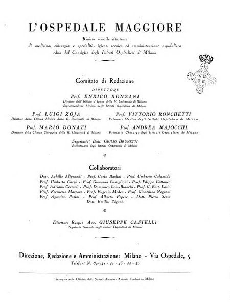 L'Ospedale Maggiore rivista scientifico-pratica dell'Ospedale Maggiore di Milano ed Istituti sanitari annessi