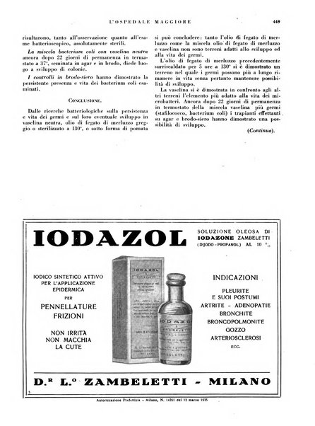 L'Ospedale Maggiore rivista scientifico-pratica dell'Ospedale Maggiore di Milano ed Istituti sanitari annessi