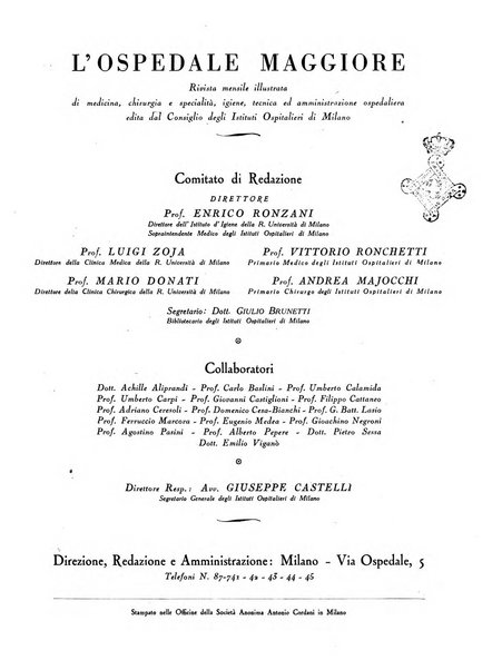 L'Ospedale Maggiore rivista scientifico-pratica dell'Ospedale Maggiore di Milano ed Istituti sanitari annessi