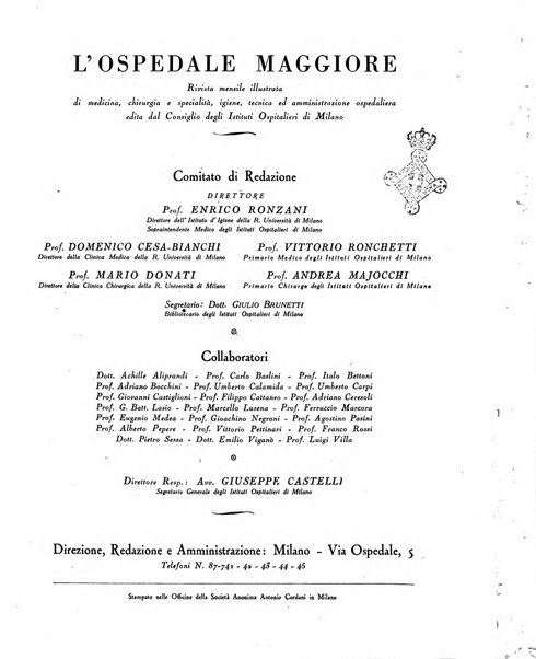 L'Ospedale Maggiore rivista scientifico-pratica dell'Ospedale Maggiore di Milano ed Istituti sanitari annessi