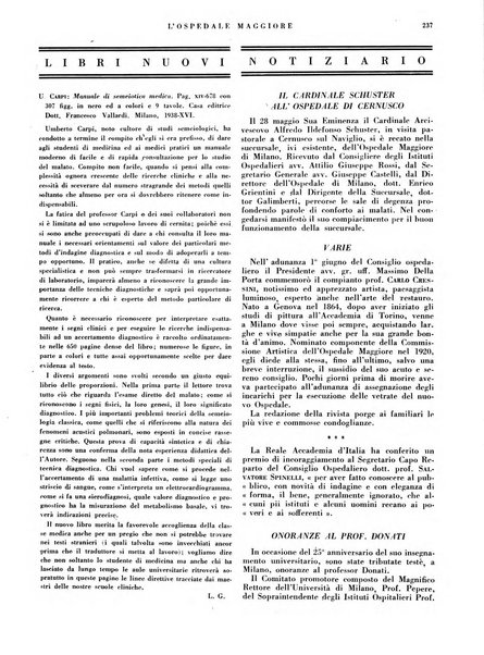 L'Ospedale Maggiore rivista scientifico-pratica dell'Ospedale Maggiore di Milano ed Istituti sanitari annessi