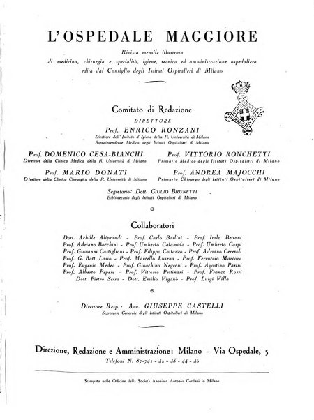 L'Ospedale Maggiore rivista scientifico-pratica dell'Ospedale Maggiore di Milano ed Istituti sanitari annessi