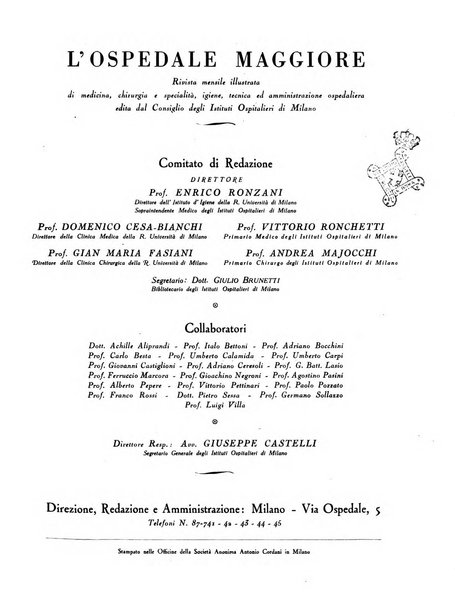 L'Ospedale Maggiore rivista scientifico-pratica dell'Ospedale Maggiore di Milano ed Istituti sanitari annessi