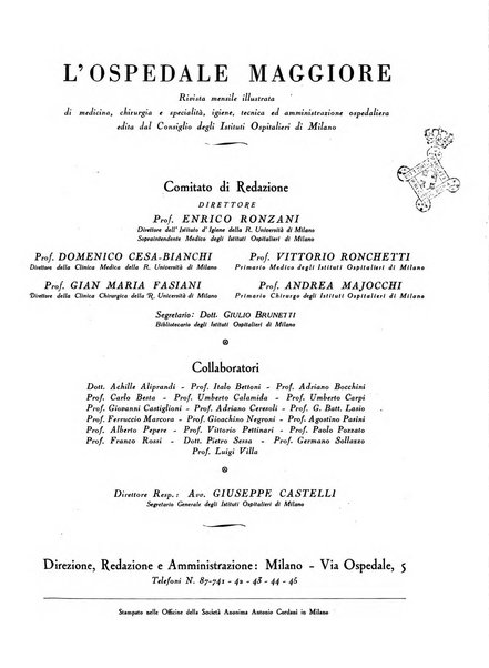 L'Ospedale Maggiore rivista scientifico-pratica dell'Ospedale Maggiore di Milano ed Istituti sanitari annessi