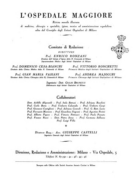 L'Ospedale Maggiore rivista scientifico-pratica dell'Ospedale Maggiore di Milano ed Istituti sanitari annessi