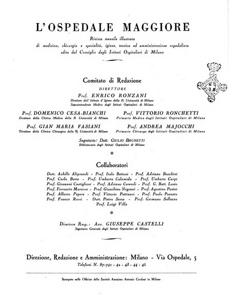 L'Ospedale Maggiore rivista scientifico-pratica dell'Ospedale Maggiore di Milano ed Istituti sanitari annessi