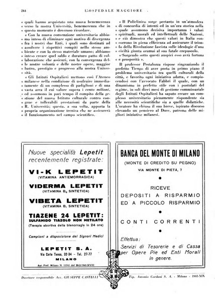 L'Ospedale Maggiore rivista scientifico-pratica dell'Ospedale Maggiore di Milano ed Istituti sanitari annessi