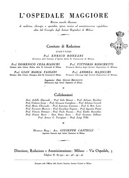 L'Ospedale Maggiore rivista scientifico-pratica dell'Ospedale Maggiore di Milano ed Istituti sanitari annessi