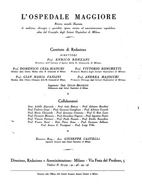 L'Ospedale Maggiore rivista scientifico-pratica dell'Ospedale Maggiore di Milano ed Istituti sanitari annessi