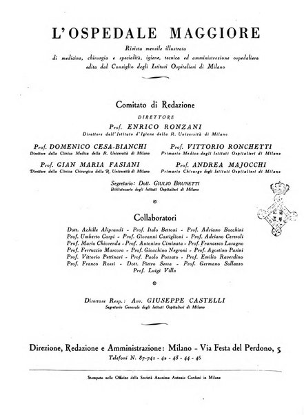 L'Ospedale Maggiore rivista scientifico-pratica dell'Ospedale Maggiore di Milano ed Istituti sanitari annessi