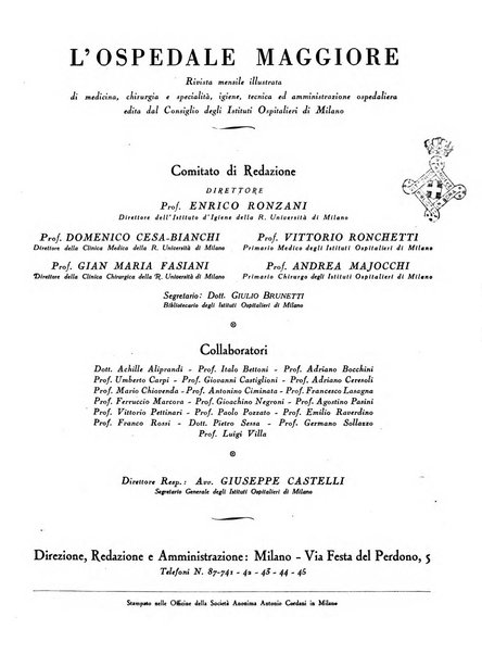 L'Ospedale Maggiore rivista scientifico-pratica dell'Ospedale Maggiore di Milano ed Istituti sanitari annessi