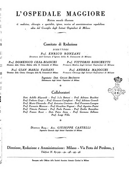 L'Ospedale Maggiore rivista scientifico-pratica dell'Ospedale Maggiore di Milano ed Istituti sanitari annessi