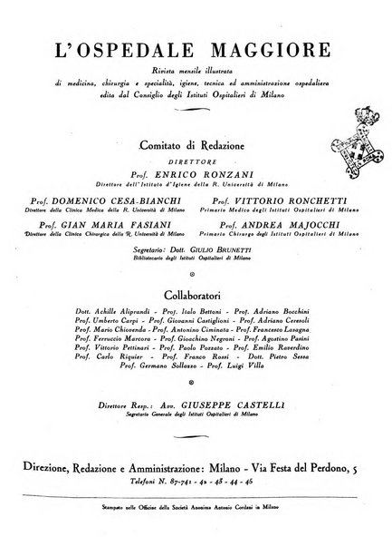 L'Ospedale Maggiore rivista scientifico-pratica dell'Ospedale Maggiore di Milano ed Istituti sanitari annessi