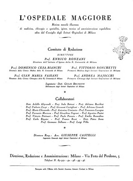 L'Ospedale Maggiore rivista scientifico-pratica dell'Ospedale Maggiore di Milano ed Istituti sanitari annessi