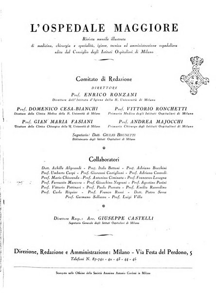 L'Ospedale Maggiore rivista scientifico-pratica dell'Ospedale Maggiore di Milano ed Istituti sanitari annessi