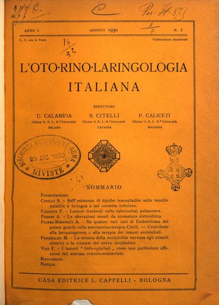 L'oto-rino-laringologia italiana